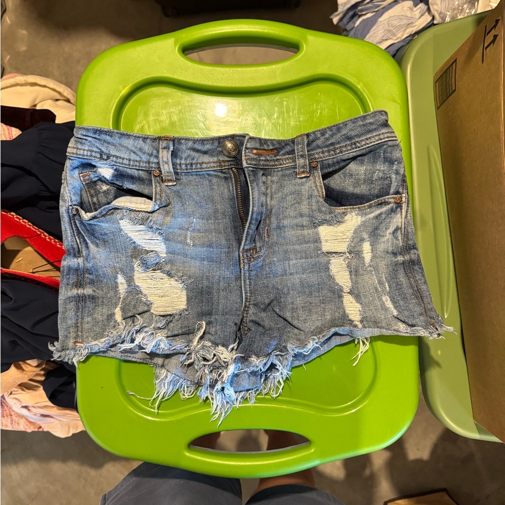Sneak Peek Blue Distressed Jean Shorts